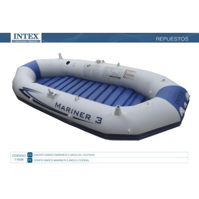 Barca inflable mariner 3 con 2 remos 297x127x46 cm INTEX, 3plazas, kayak  mar